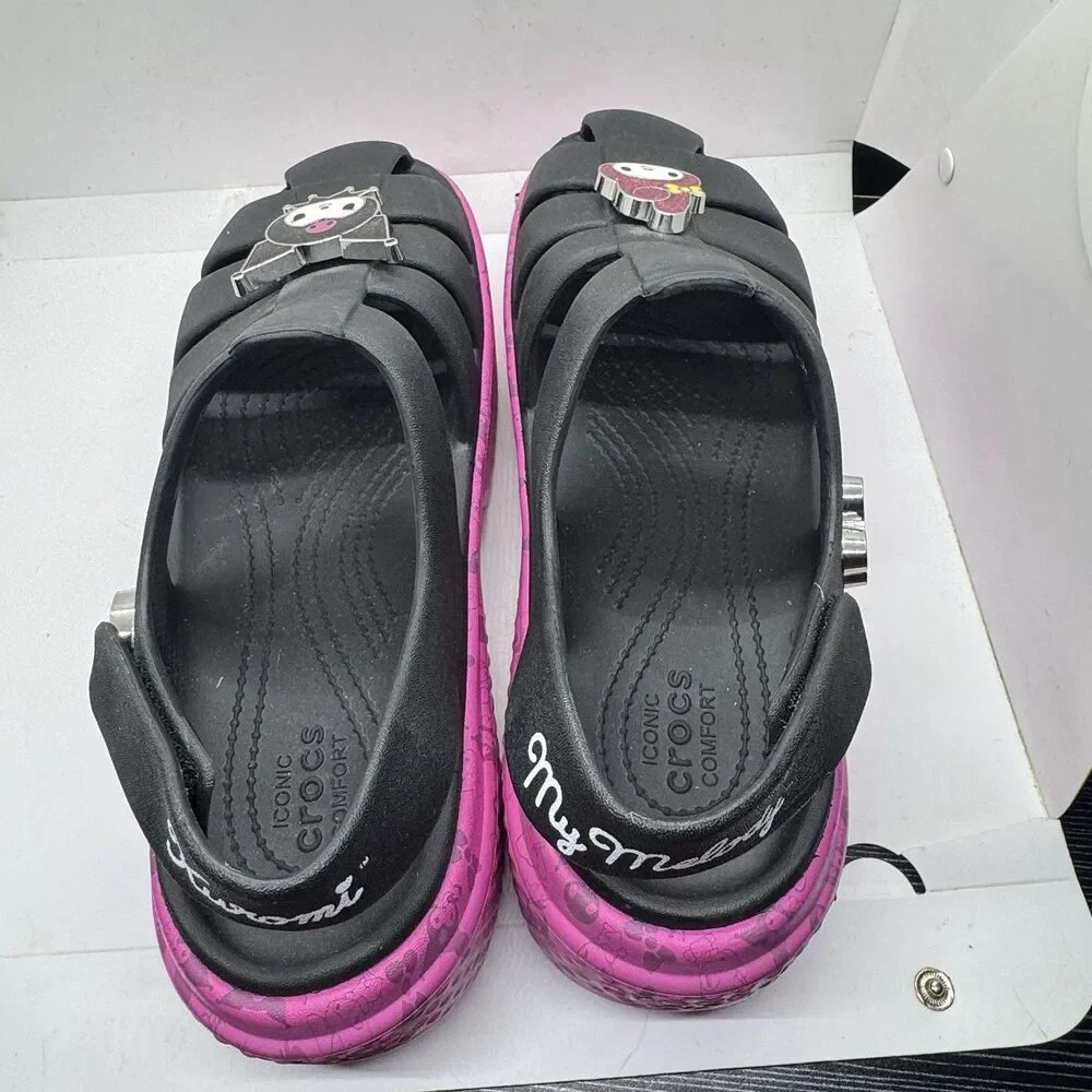 Crocs MY MELODY KUROMI STOMP SANDAL Womens 10 Sanrio Black Pink Purple